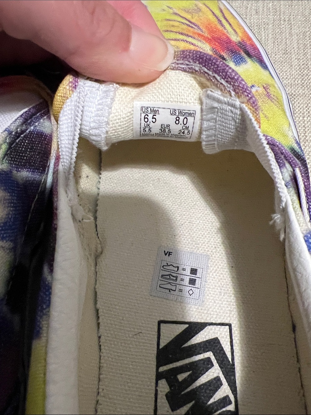 Vans women’s Tie-Dye Slip-On Sneakers - Yellow/Blue/Purple - Picture 3 of 6